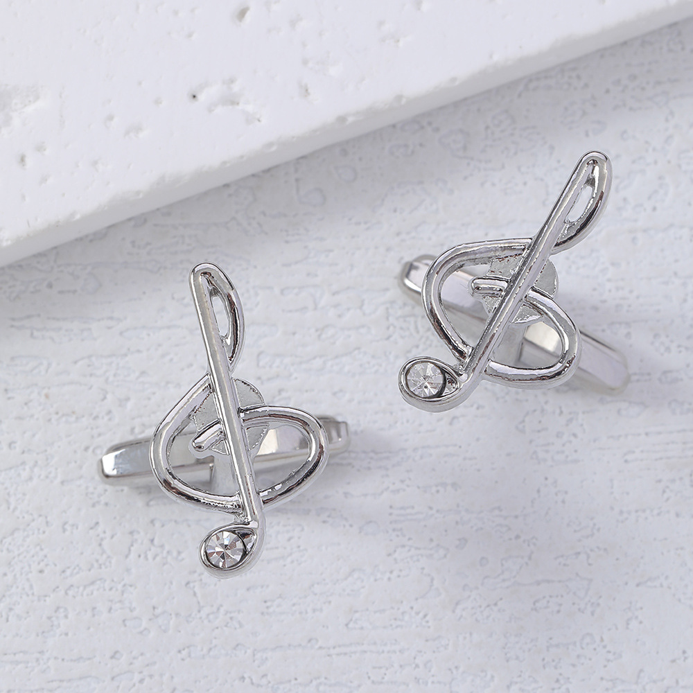 gemelli da polso con diamanti con nota musicale da uomo, semplici, alla moda, in lega, di alta qualità, con fibbia per camicia, accessori, nuovi prodotti in magazzino_voghion.com