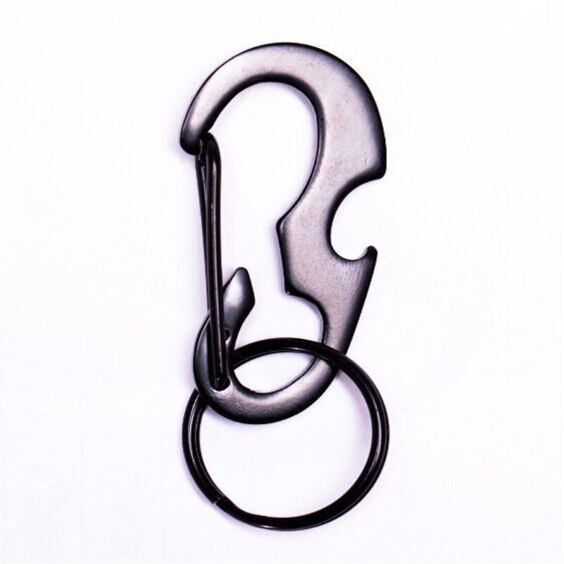 Black Beetle key ring bottle opener spring hook buckle quick hook EDC multi-function D-type buckle metal carabiner