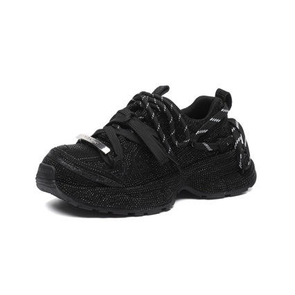 Cross-Border Starry Rhinestone Dad Sneakers for Women 2026 Spring New Thick-Soled Height-Increasing Breathable Casual Sports Shoes Trendy Street Style