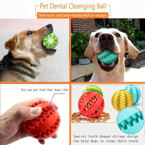 Pet toys tooth-slimming balls with bite resistance, large, medium and small dogs with missing food toys to relieve tooth-melting elastic balls