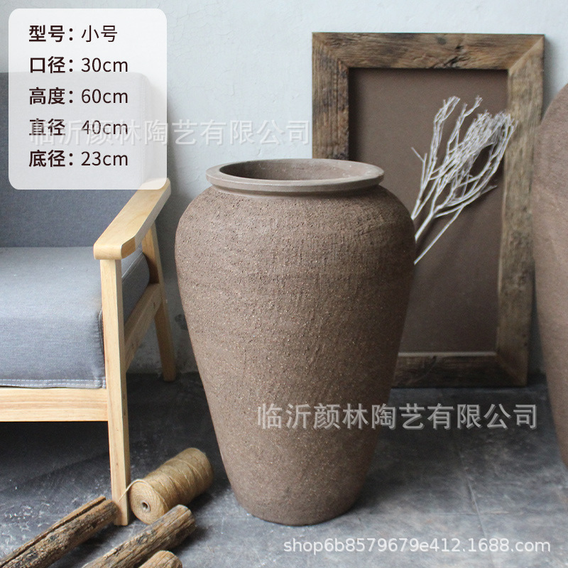 Gran vasija de cerámica de cerámica china gran vasija de cerámica de suelo vintage gran vasija simple vasija de alta vasija paisaje vasija