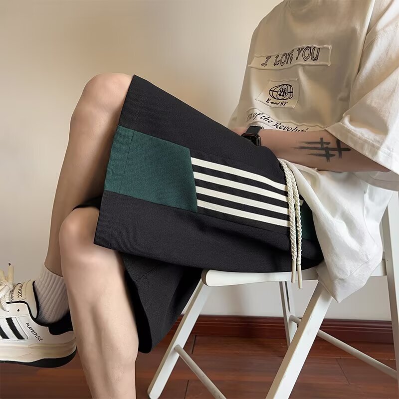 Color-Block Four-Stripe Sports Shorts Unisex Hong Kong Style Trendy Loose Casual Five-Point Shorts Summer American Basketball Mid-Length Shorts Color-Block Four-Stripe Sports Shorts Unisex Hong Kong Style Trendy Loose Casual Five-Point Shorts Summer American Basketball Mid-Length Shorts