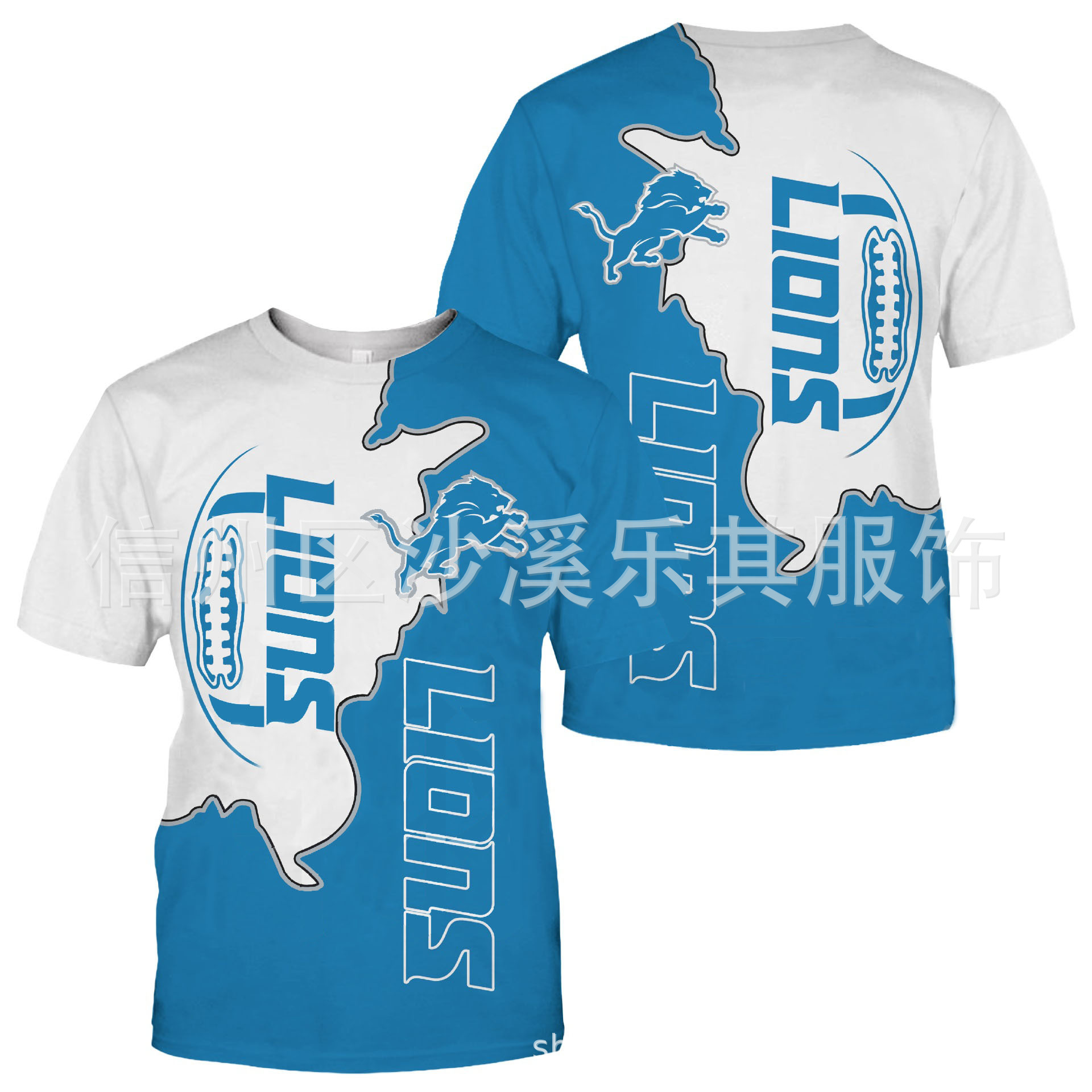 2024 Amazon nuevos hombres tendencia europea y americana delgada cuello redondo NFL camiseta de manga corta impresión digital casual código europeo