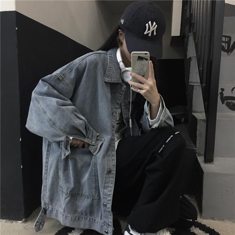 外套女秋季2025年新款韩版ins港风宽松bf百搭学生工装牛仔夹克潮