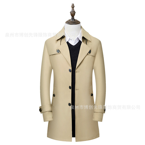 轻奢风衣男 青年男士商务品质夹克外套大码到8XL一件代发
