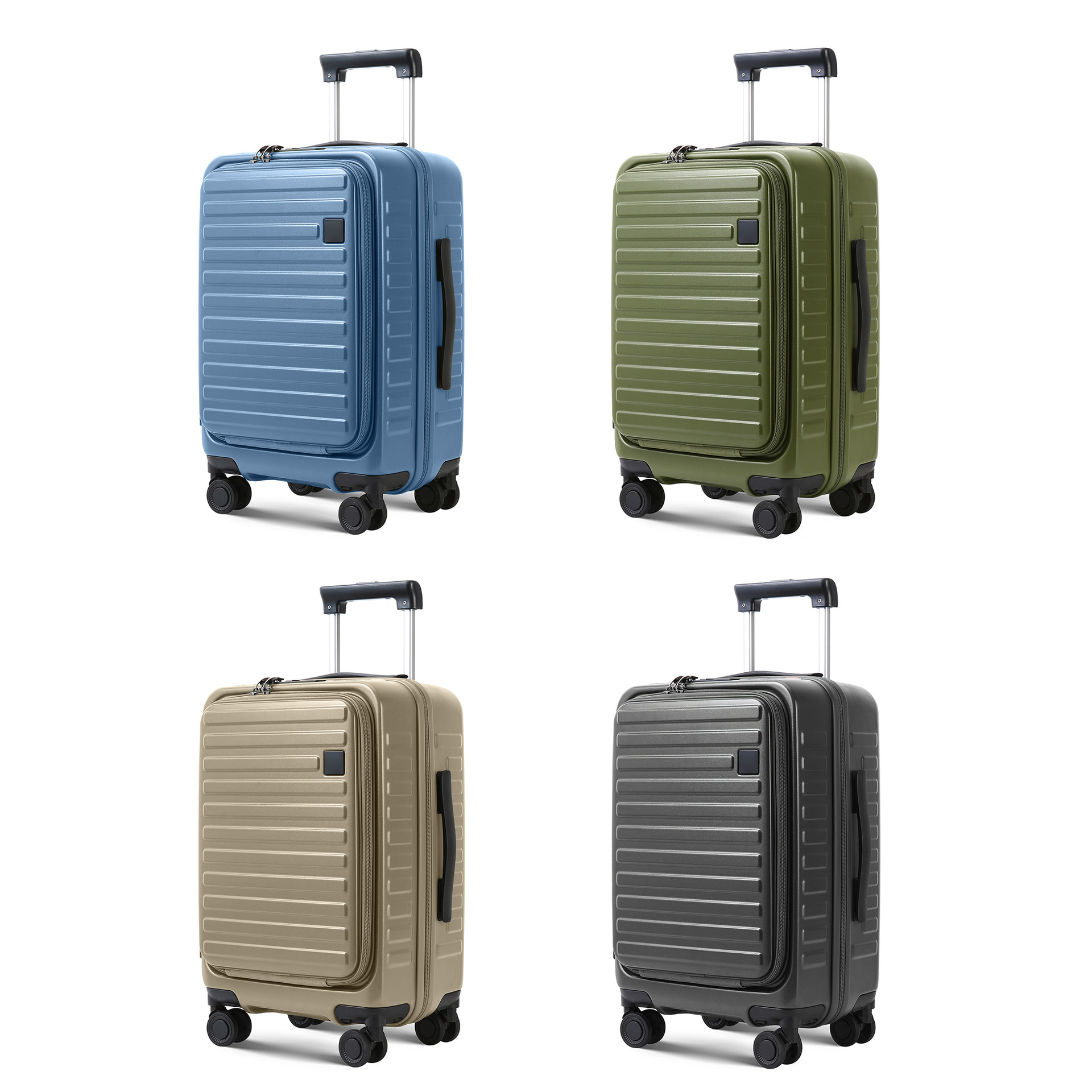 Export New High-End Front-Opening Luggage 20-inch PC Trolley Case Large Capacity Carry-On Suitcase Silent Wheel Travel Luggage
