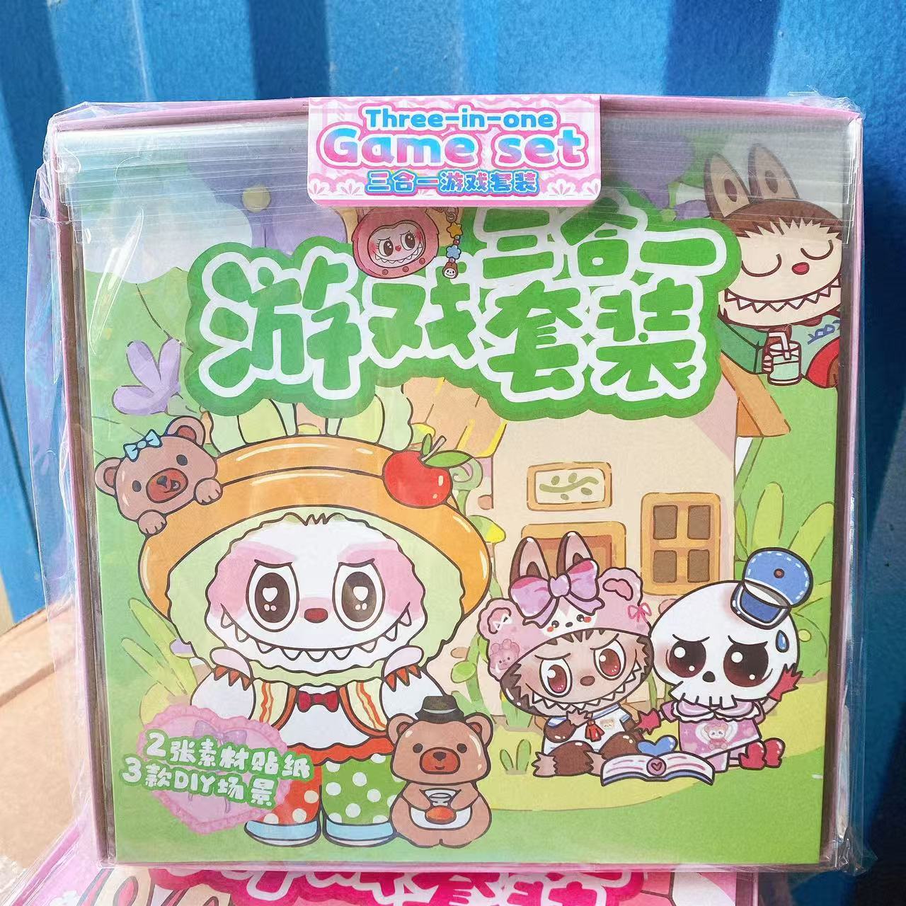 Juego 3 en 1 juego de dibujos animados libro tranquilo pegatinas pegatinas grandes materiales libres de recorte bendiy hechos a mano para niños image 1