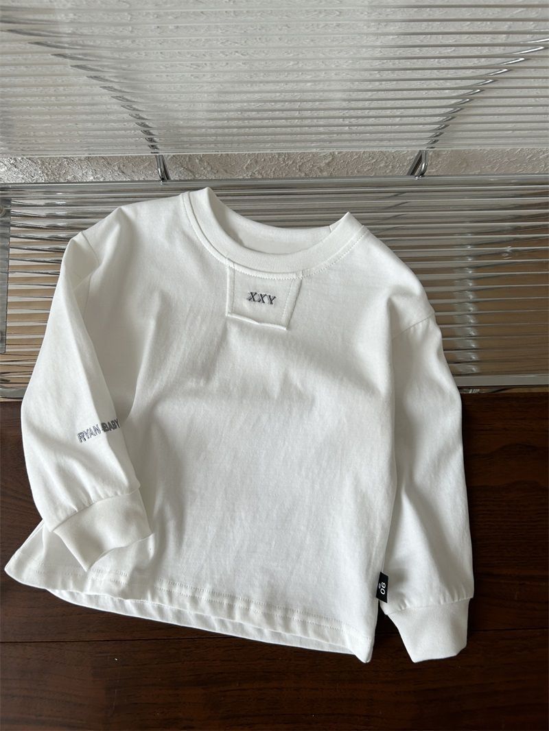 Felpa con cappuccio primaverile, maglietta per bambini, maglietta ampia a maniche lunghe in stile western con lettere bianche come base, per neonati e bambini_voghion.com