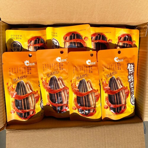 Qiaqia Melon Seeds 108g Whole Box with 32 Bags Caramel Walnut Pepper Salt Flavor Sunflower Seeds KTV Nuts New Year Gift