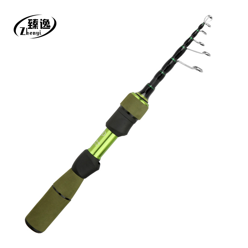 Zhenyi nuevo producto de carbono contractible barra de boca de caballo de diámetro de agarre de ejección rodilla de 1.8 m mango de arma de pesca de mango recto