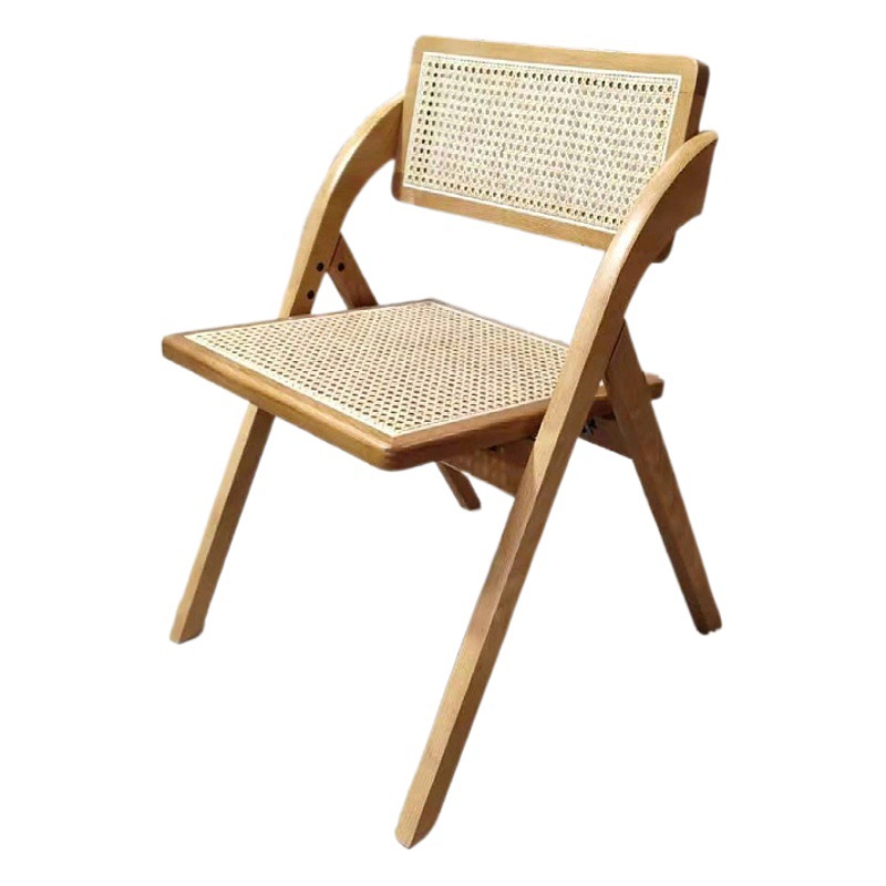 Nordic ins moderno simple estilo japonés y coreano restaurante leche tienda de té cafetería hogar madera maciza ratán plegable Silla de comedor