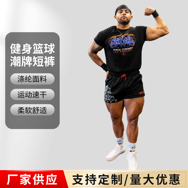 健身篮球潮牌短裤男运动速干拳击练腿训练短裤肌肉健身篮球裤子