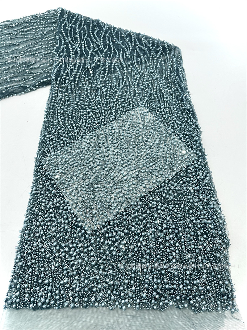 Industria pesada de moda Gao Ding vestido de boda tela tubo de perlas bordado vidrio de bolsas de perlas de comercio exterior transfronterizo LACE