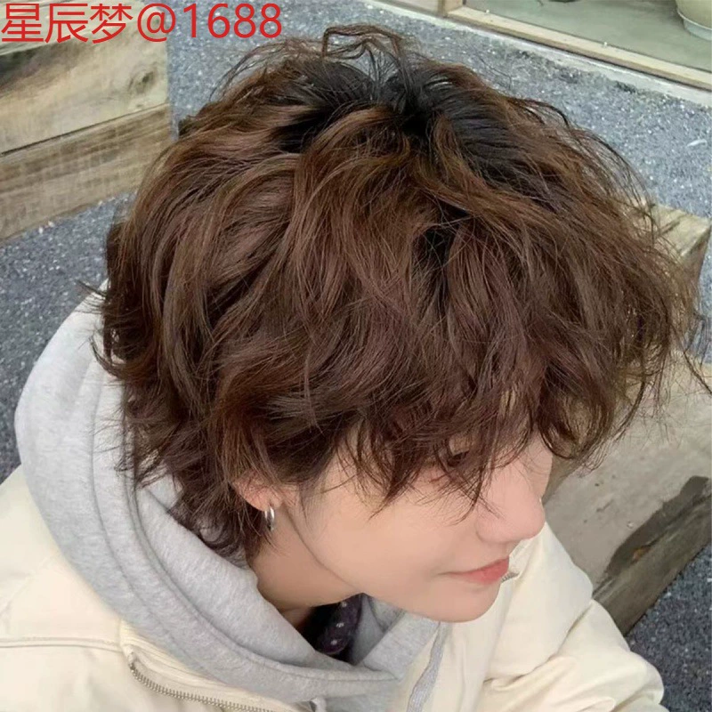 Поддельные волосы мужские шерстяные рулоны короткие волосы тренд дифференциальной оловянной бумаги бланшировать пушистый естественный воздух