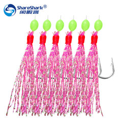 Fishing gear wholesale colored silk string hooks Luya fishing colored silk string hooks 1 string of 6 bait colored silk hooks
