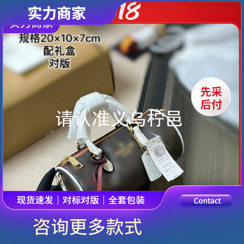 女包高级感轻奢单肩迷你笔筒包女士斜挎包女士手提包时尚老花印花