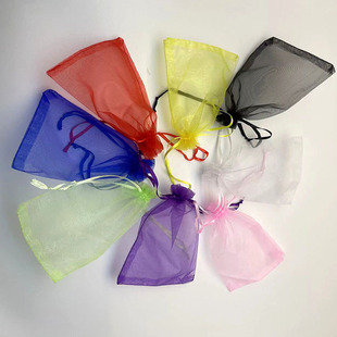 High-Density Organza Gauze Bag Jewelry Bag Gift Drawstring Mesh Bag Transparent White Candy Packaging Bag