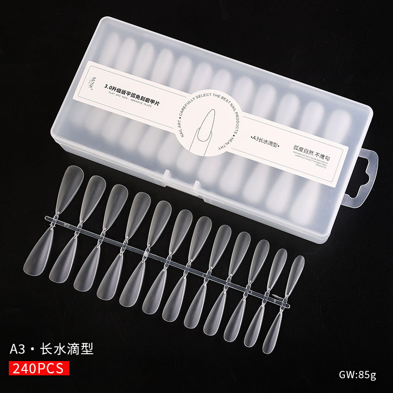 Parche de uñas trapezoidal corto pulido sin grabado ultrafino y sin costuras