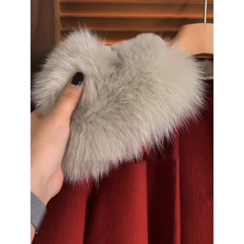 소녀 모직 코트 2023 가을 겨울 새로운 어린이 크리스마스 의상 플러스 벨벳 코트 걸스 퀼트 신년 서비스 서양식