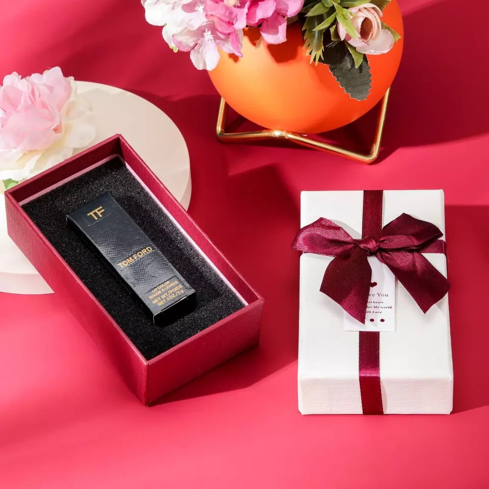 现货批发长方形天地盖礼盒单支双支凹槽口红包装盒纸盒可定制logo