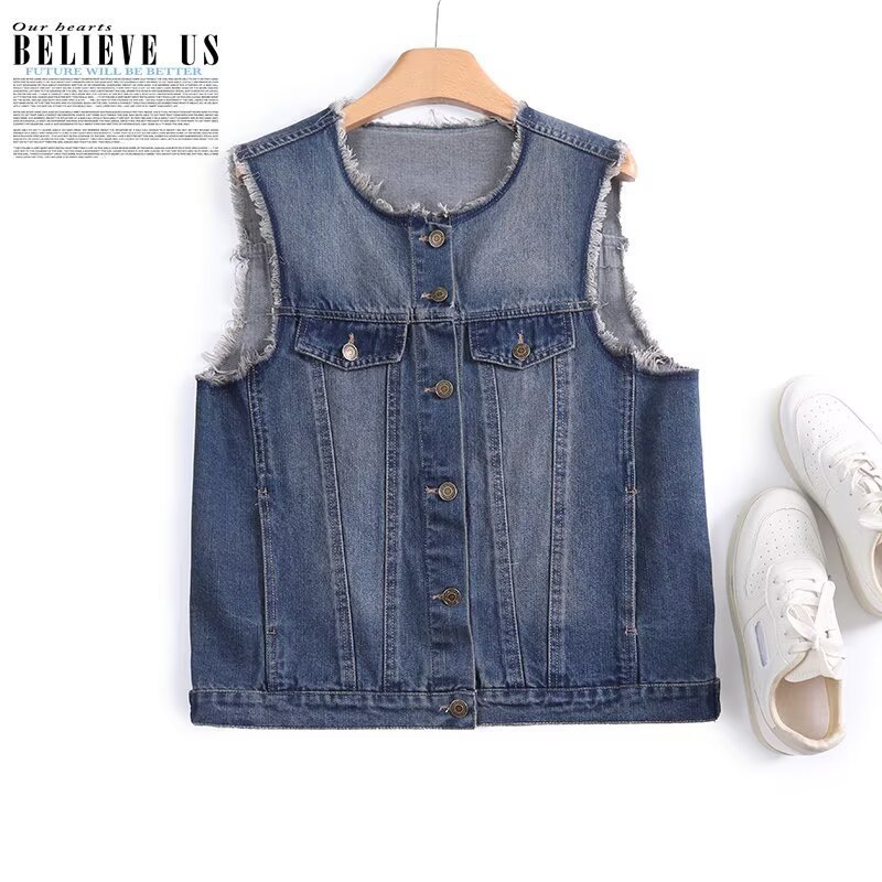 2025 Spring and Autumn Denim Vest Women's Korean-style Sleeveless Waistcoat Slimming Summer Denim Vest Top Loose Fashionable