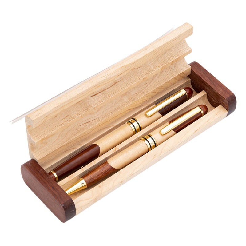 New Brass Business Wooden Ball Pen Set Color-matching Solid Wood Signature Pen Creative Gift Pen Wholesale