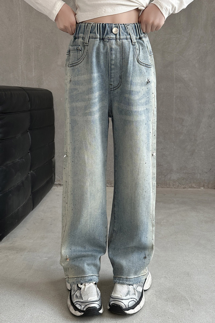 Rhinestone Jeans New Children's Miscellaneous European And American Jeans_viptrois.com