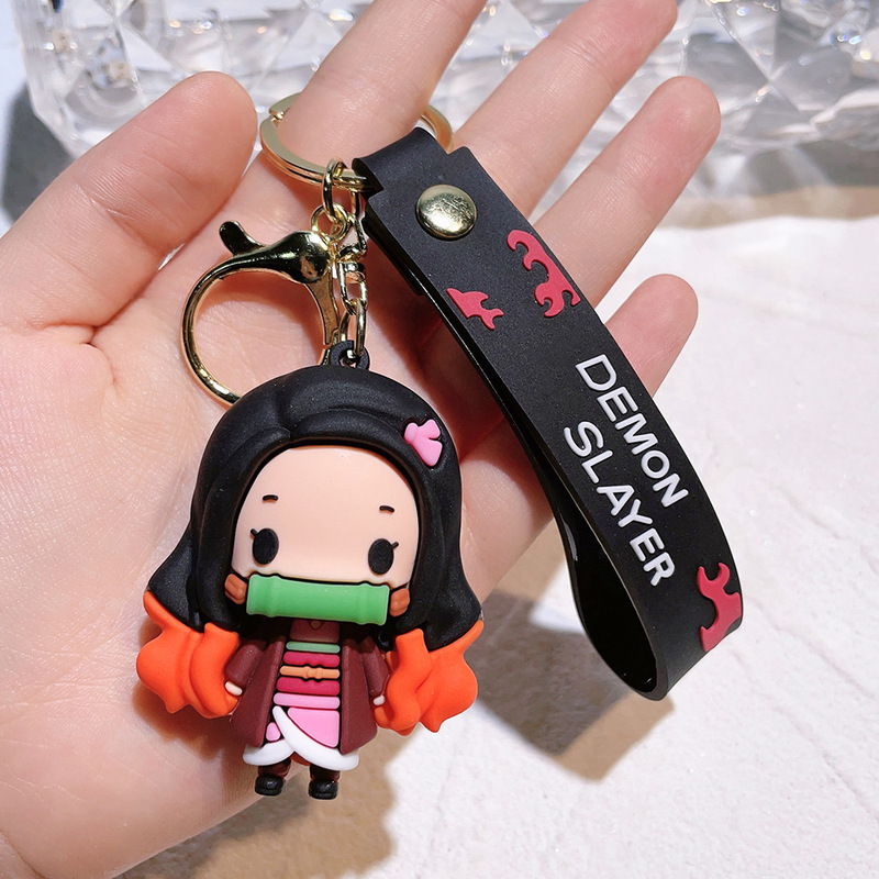 アニメデーモンスレイヤーキーホルダー竈門炭治郎禰豆子 PVC 漫画パターン車のバックパック装飾品|undefined