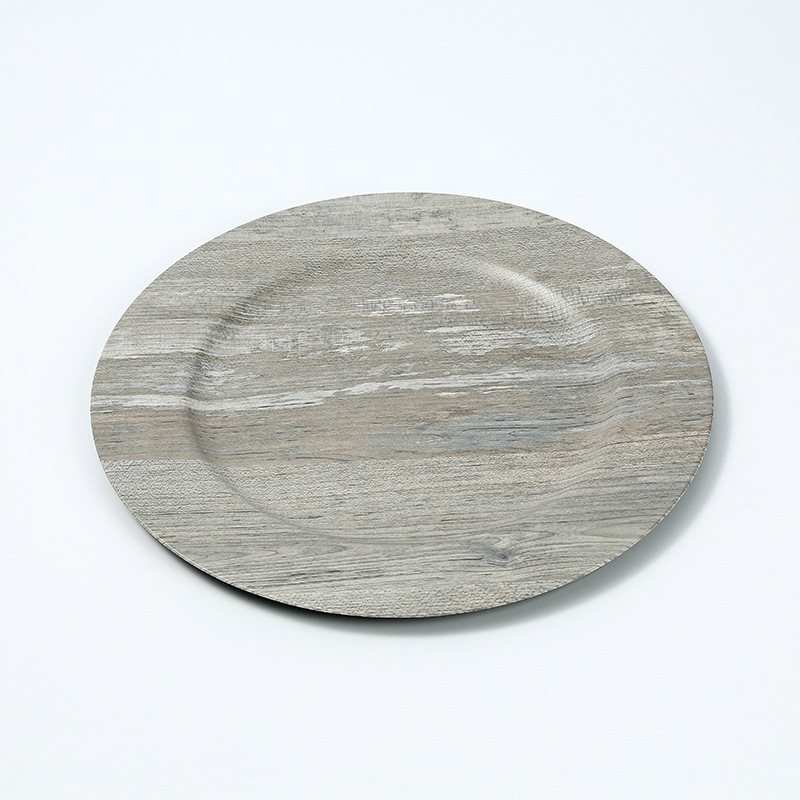 Placas de plástico de decoración de platos de frutas de estilo retro ligero de lujo madera pp material cojín de tazas de mesa de comedor