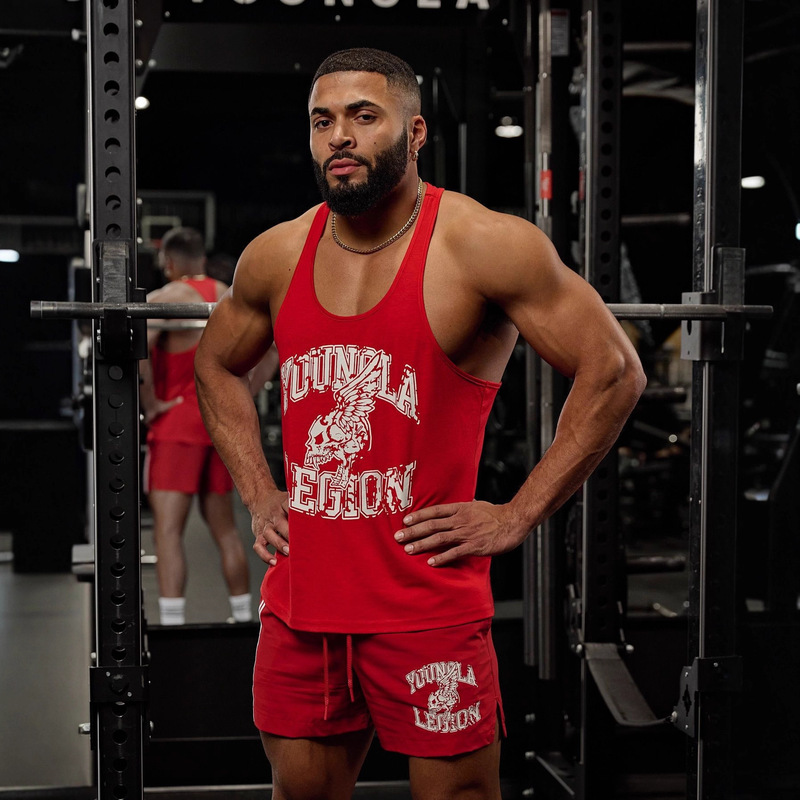 Youngla New American Muscle Fitness Racerback Vest Jogger Gym Sports Bodybuilding Training Vest