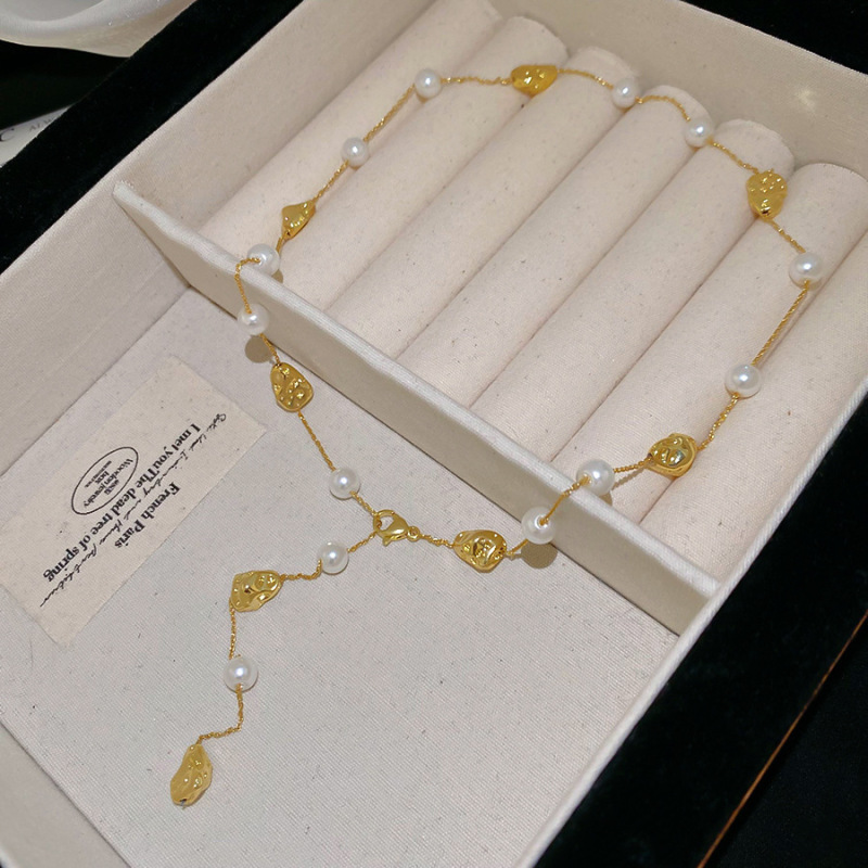 真金电镀锆石珍珠圆形吊坠项链轻奢高级感锁骨链中古风气质项饰女|undefined