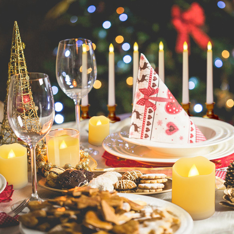 USB rechargeable candle light Halloween Christmas plastic tea wax birthday decoration with lampshade remote control electronic candle