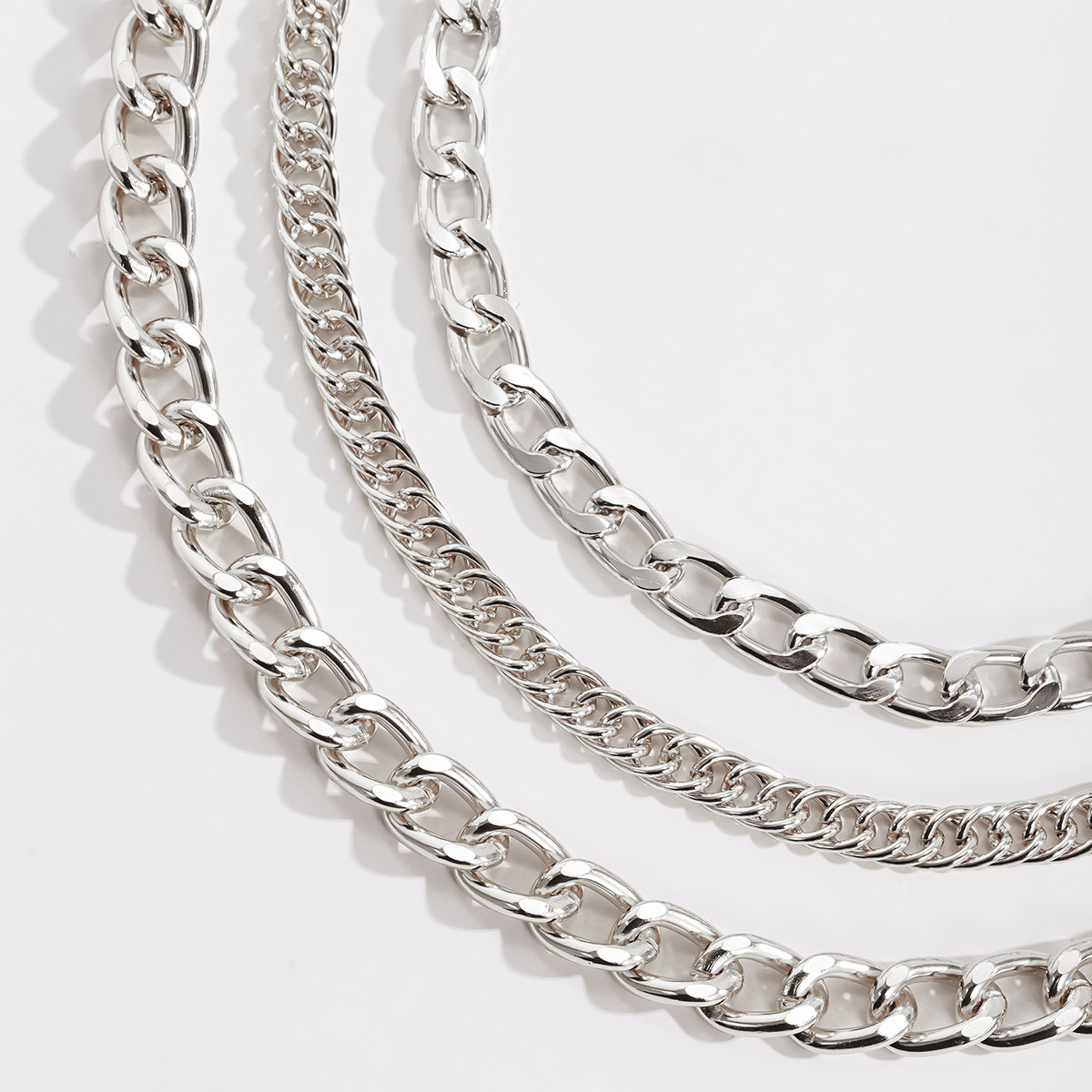 simple geometric multi-layer chain tassel necklace