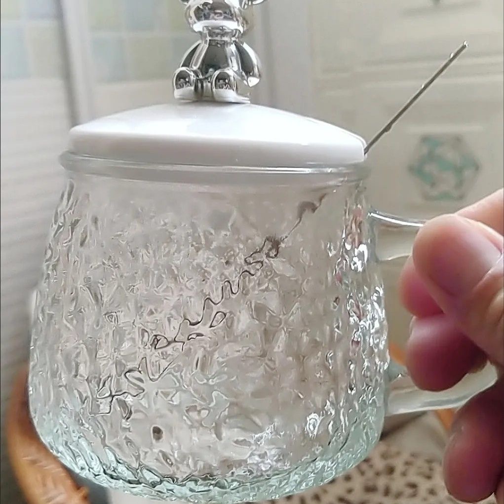 Heat-resistant Glass Mug With Hammered Handle For Tea And Coffee_voghion.com