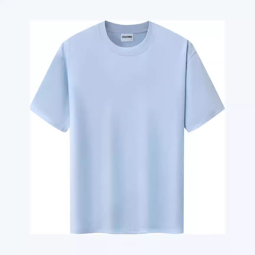 重磅純棉t恤定製logo高端抗菌圓領體恤空白T恤刺繡廣告衫工裝印字