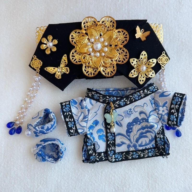 17cmLa布布新中式古风旗袍格格装旗头国风公仔衣服古风娃衣一三代|undefined