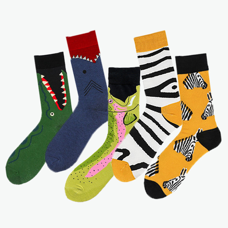 Cross-Border Supply of Animal Crocodile High-Tube Floral Long Socks for Men and Women, Trendy Ins-Style Sneakers, Couple Socks, Casual and Versatile