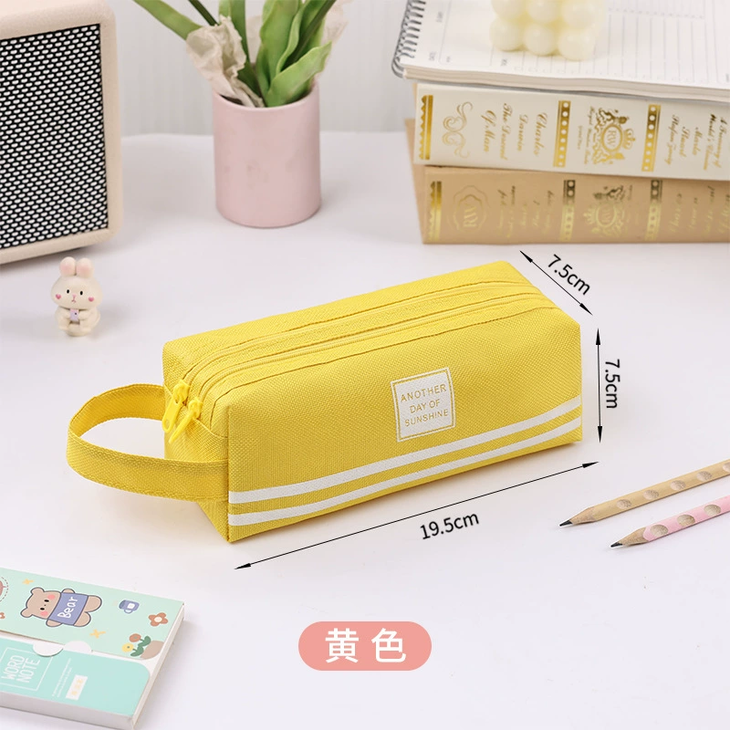 Double-Layer Oxford Pencil Case, Handheld Large Capacity, Korean Style, Elementary Students