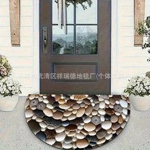 跨境temu美式印花浴室防滑耐脏易打理地垫入户玄关装饰半圆门垫