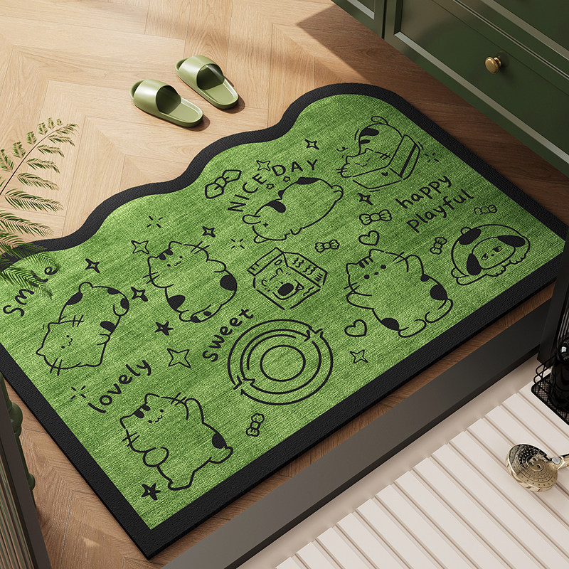 Cartoon Diatomaceous Earth Floor Mat for Entryway, Water-Absorbent, Dirt-Resistant, Wear-Resistant Mat for Bathroom and Toilet, Non-Slip Mat