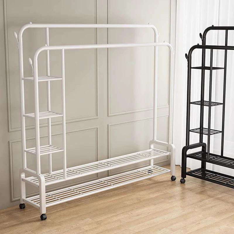 Вешалка для сушки от пола до потолка двойной столб для спальни в помещении простой для дома Вешалка для одежды Многофункциональная спальня гардеробная вешалка