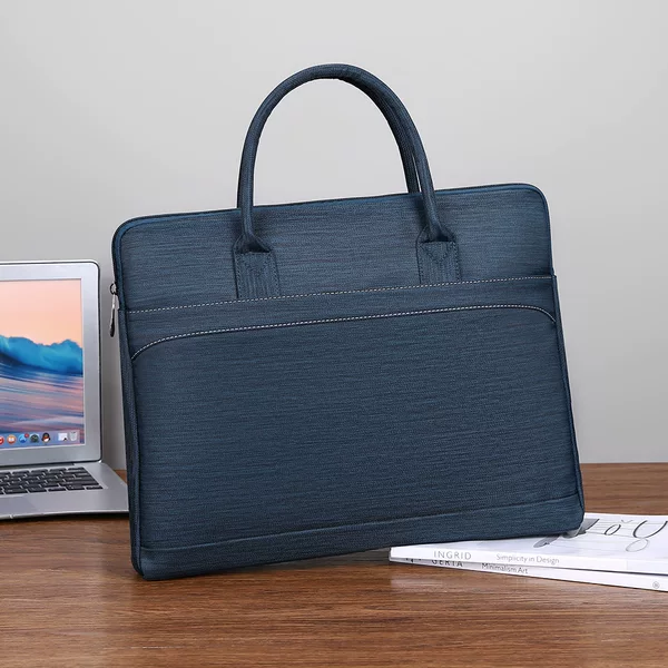 Briefcase, Portable Document Bag, Printed Large-Capacity Double-Layer Conference Bag, Information Bag, Oxford Cloth Waterproof Computer Bag