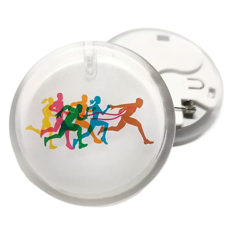 Acrílico redondo luminoso insignia LED publicidad insignia deportes al aire libre fiesta Festival PS luz intermitente insignia regalo