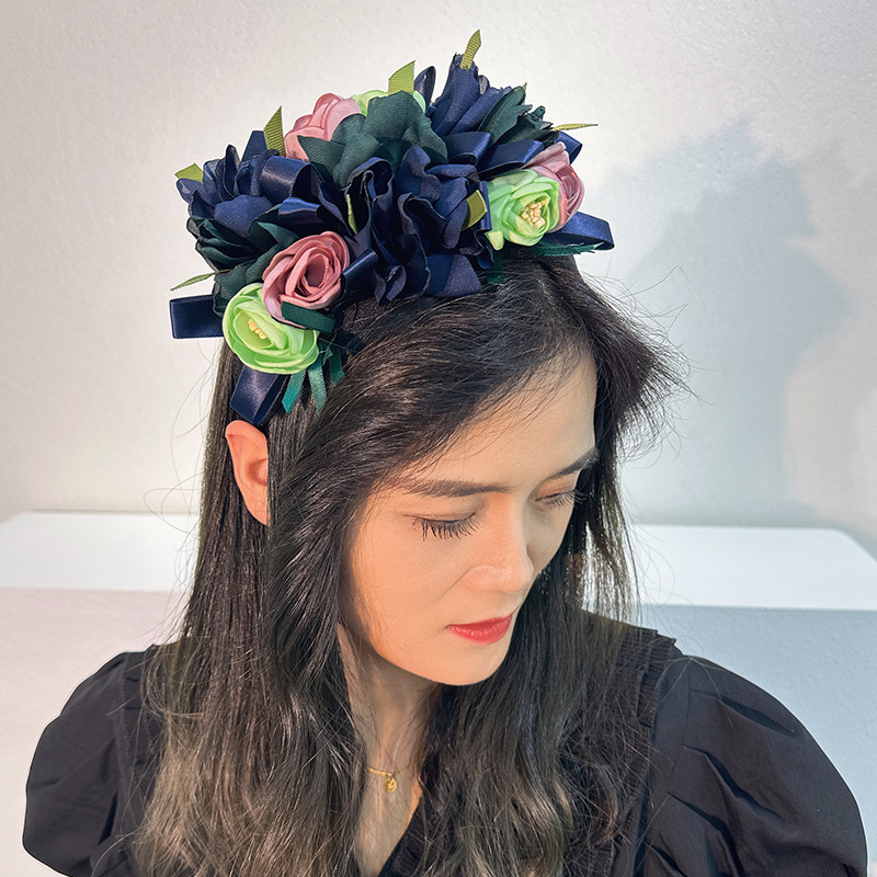 Fascia per capelli con fiore largo, accessorio in tessuto donna_voghion.com