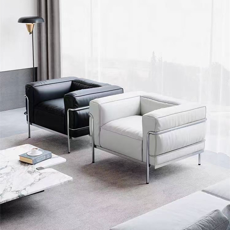 Leather Art Sofa Living Room Italian Minimalist Bauhaus Black Single and Double Le Corbusier Second-Hand Sofa Modern Simple