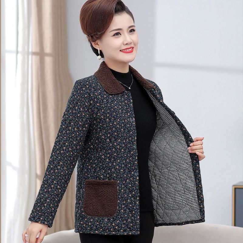秀气中老年女妈妈棉碎花小棉袄轻便花色棉衣妈妈装秋冬棉服外套|undefined