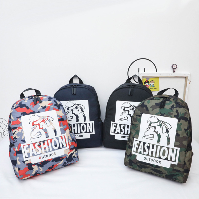 韩版潮酷学生书包时尚字母印花迷彩中小童背包休闲迷彩双肩包定制|ru