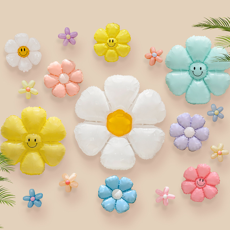Back-To-School Season Ceremony Small Sunflower Daisy Flower Birthday Balloon Smiley Face Dopamine Colorful Classroom Decoration