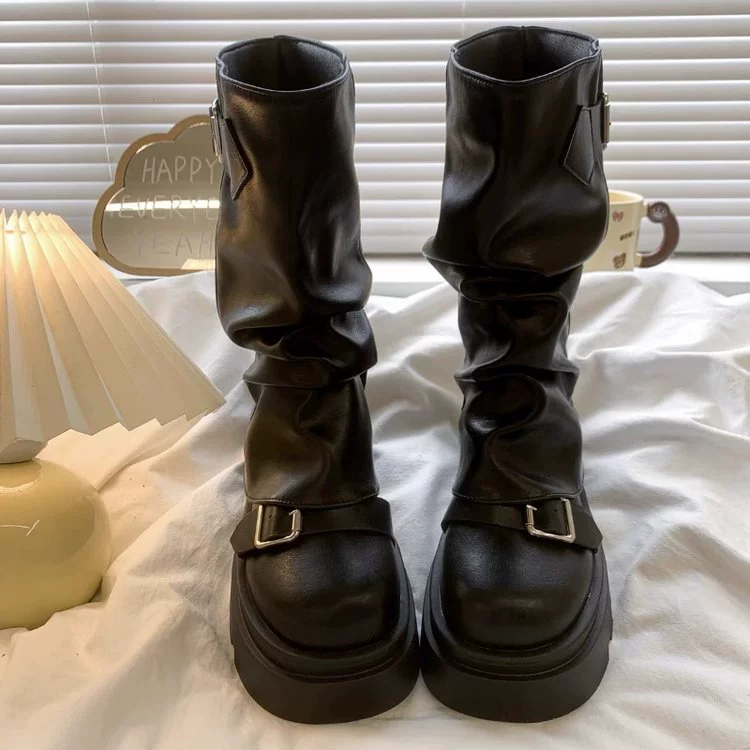 Ботинки Martens демисезонные средней длины ретро, коричневые/чёрные, размеры 35–40, пряжка