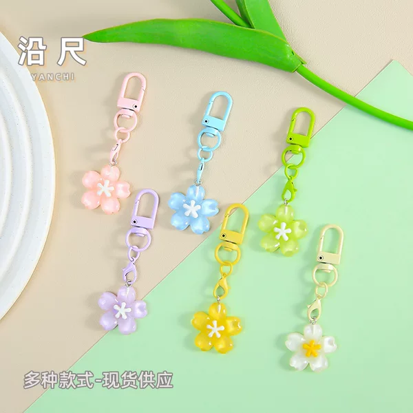 INS-style transparent cherry blossom door buckle pendant keychain DIY accessory parts handmade materials bead pendant small gift